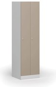Kovová šatníková skrinka S1 zúžená, 2 oddiely, 1850 x 500 x 500 mm, demont, cylindrický zámok, béžové dvere