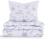 Bavlnené obliečky Renforcé  do postieľky – Zajačikovia modré