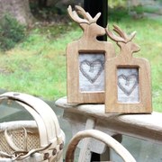 Drevený fotorámček z mangového dreva s jeleňom - 35 * 19,5 * 5,3 cm (15 * 10 cm)