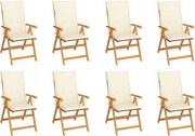 vidaXL Sklápacie záhradné stoličky s podložkami 8 ks tíkový masív
