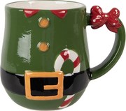 Zelený keramický hrnček Santa Claus - 13 * 9 * 10 cm / 400 ml