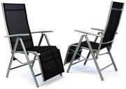 Garthen 35224 2x záhradné polohovacie kreslo vrátane opierky na nohy - čierna