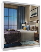 Šatníková skriňa 133 cm Belini biely mat s posunými dverami a zrkadlom  M SZP2/2/W/WI/L/HI