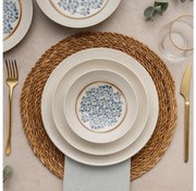 Jedálenská súprava 24 ks, modrá/béžová, porcelán