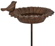 Zapichovacie napájadlo pre vtáky Blossom, 76x13,5 cm, liatina, hnedá