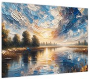 Obraz - Maľba slnka nad vodou (70x50 cm)