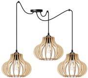 Závesné svietidlo Timber Spider 3, 3x drevené tienidlo