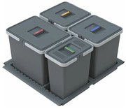 Plastový odpadkový kôš na triedený odpad/vstavaný 15 + 10 + 10 + 6 l Metropolis - Elletipi