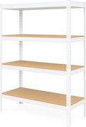 Regál 150x70x30 cm lakovaný 4-policový, nosnosť 700 kg - biely