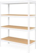 Regál 160x80x40 cm lakovaný 4-policový, nosnosť 700 kg - biely
