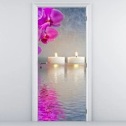 Fototapeta na dvere - Sviečky na vode (95x205cm)