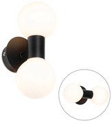 Moderná nástenná lampa čierna IP44 2-svetlo - Cederic