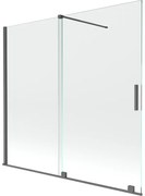Mexen Velar, 2-krídlová posuvná vaňová zástena 170 x 150 cm, 8mm číre sklo, grafitový matný profil, 896-170-000-01-66