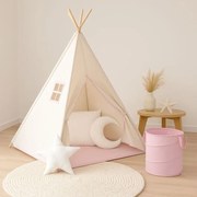 Detský stan teepee, ružovo/béžový, s príslušenstvom
