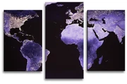 Sablio Obraz - 3-dílný Světelná Mapa sveta - 75x50 cm