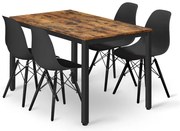 Jedálenský stôl TESSA rustikálny so štyrmi stoličkami OSAKA čierne