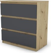 Zásuvková komoda Carlos 753S, dub artisan/grafit, výška 80 cm%