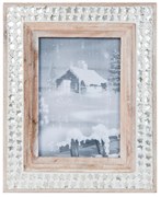 Drevený fotorámik s kamienkovým lemovaním - 22 * 27 cm / 13 * 18 cm