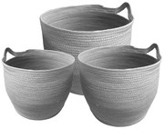 Tutumi Tutumi, súprava prírodných košíkov 3ks BOHO YT21B-35, šedá, HOM-02808