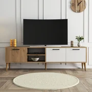 TV stolík/skrinka Essex 1 (Dub + Biela). Akcia -20%. Vlastná spoľahlivá doprava až k Vám domov. 1073460
