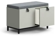 Úložná lavica QBUS, na nožičkách, 584x800x420 mm, čierna, svetlošedá, šedá poduška
