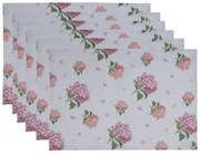 6ks bavlnené prestieranie s kvety hortenzie Vintage Grace - 48*33cm