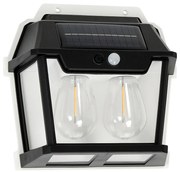 Exteriérové solárne nástenné svietidlo Filo2, 1x transparentné/čierne plastové tienidlo, pohybový senzor