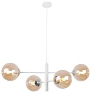 Závesne svietidlo Paris, 4x medové sklenené tienidlo, W/CH