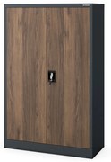 Kovová spisová skriňa KEVIN, 900 x 1400 x 400 mm, Eco Design: antracitová/ orech