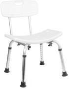 BISK Erga Handicap "PRO", obdĺžniková stolička do kúpeľne s chrbtovou operou 495x545x840 mm, biela, ERG-07657