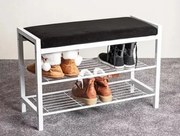 Predsieňová lavica s priehradkou na topánky Enya, biela/čierny sedák%