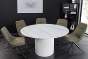 Okrúhly keramický jedálenský stôl Messina biela 120cm