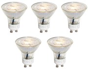 Sada 5 GU10 50 mm 3-krokových stmievateľných Kelvin LED žiaroviek číra 4,5 W 380 lm 2000-2700 K
