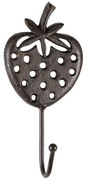 Hnedo čierny nástenný liatinový háčik Jahoda - 8 * 5 * 16 cm