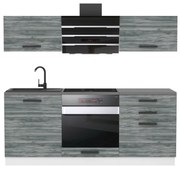 Kuchynská linka Belini Premium Full Version 180 cm šedý antracit Glamour Wood s pracovnou doskou SOPHIA