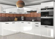 Kuchynská linka Belini 420 cm biely lesk s pracovnou doskou Uniqagrande  INF UNIQAGRANDE/5/WT/W/0/B1