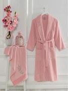 Ružový bavlnený župan a uterák v súprave veľkosť S/M – Mila Home