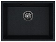 Sink Quality Crypton 60, kuchynský granitový drez 535x400x205 mm + čierny sifón, čierna škvrnitá, SKQ-CRY.B.1KBO.60.XB