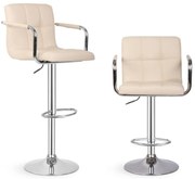 MIADOMODO Barová stolička 2ks, s lakťovými opierkami, béžová
