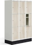 Šatňová skrinka ROZ, 3 sekcie, 9 dverí, so soklom, 1890x1200x550 mm, jaseň​