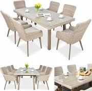 Jedálenská súprava záhradného nábytku Milano Technorattan, stôl 6x stolička, béžová