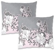 XPOSE® Bavlnená obliečka na vankúš YVONA - sivá/ružová 40x40 cm 2ks