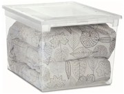 Úložný box s vekom, transparentný, na posteľnú bielizeň TERRY 52l - 38 x 52 x 31 cm