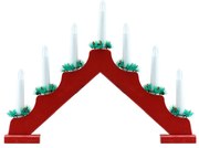 DECOLED Vianočný svietnik, 40 x 5 x 32 cm, červený, napájaný batériami 2x AA