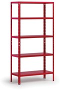 Policový regál 1800x900x400 mm, 5 políc, nosnosť police 70 kg, červený