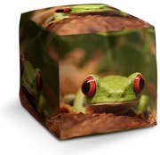 Taburet Cube zelená žaba, zelená / hnedá