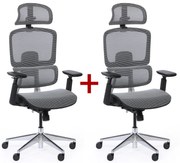 Kancelárska stolička WILMOT 1+1 ZADARMO, čierny rám, sivá