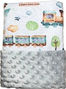 Deka Train detská/minky sivá 60x70 cm – vláčiková deka pre bábätká