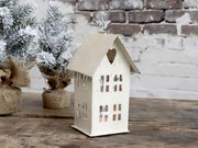 Krémový antik kovový domček na sviečku - 8*9*15cm