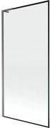 Mexen Next L, 1-krídlová vaňová zástena 90 x 150 cm, 6mm číre sklo-čierny vzor, grafitový profil, 895-090-000-03-70-95